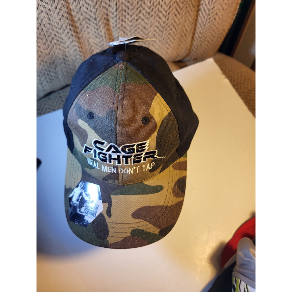 Cage Fighter Real Men Don't Tap Camo Baseball Style Cap Hat MMA NWT